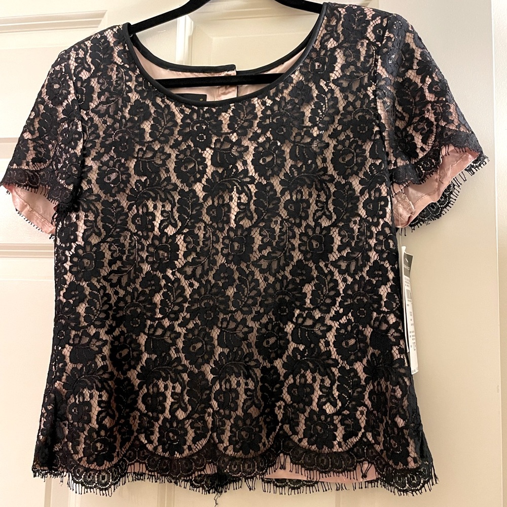 Donna Ricco Black Lace Overlay Blouse